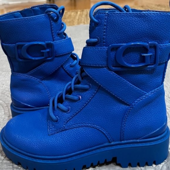 Guess Shoes - NWT Limited Edition GUESS Orana Women's Combat Boot Size 5 Blue G Ornament